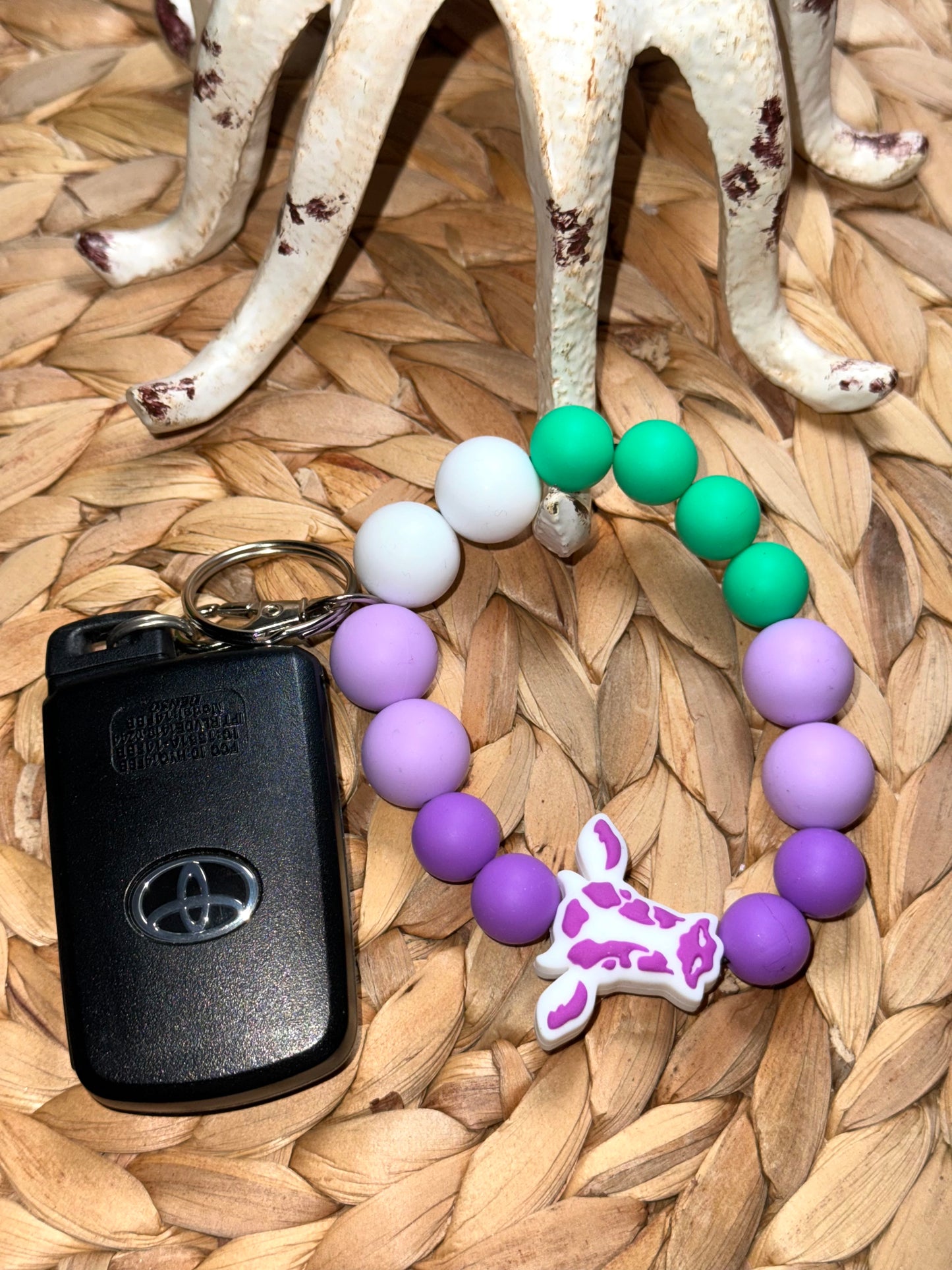 Purple Cow Bracelet Keychain