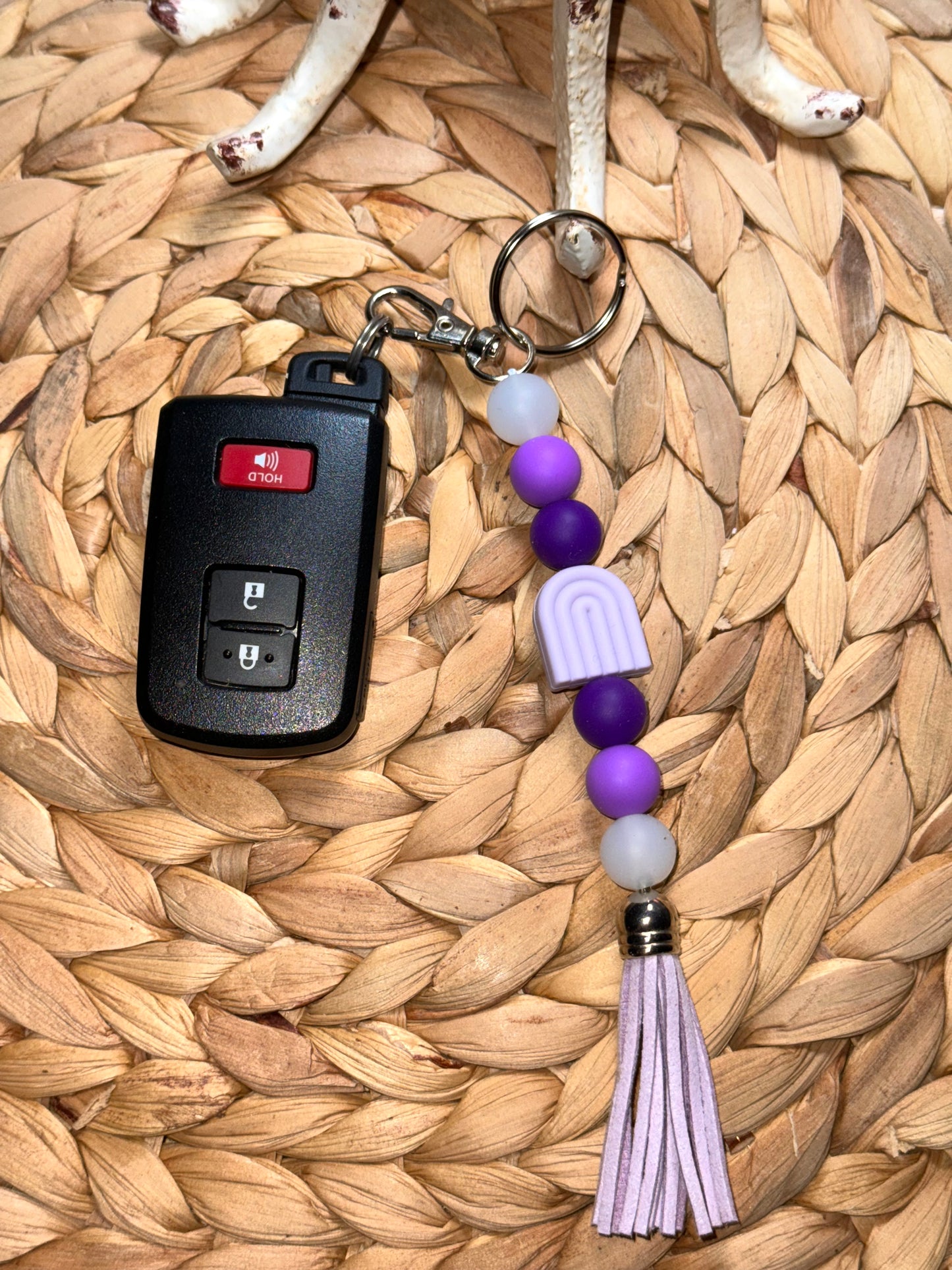 Purple Rainbow Tassel Straight Keychain