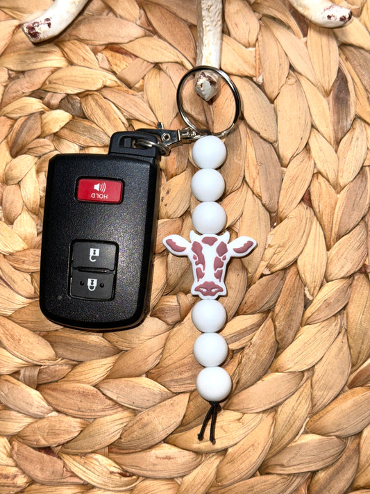 Neutral Cow Straight Keychain