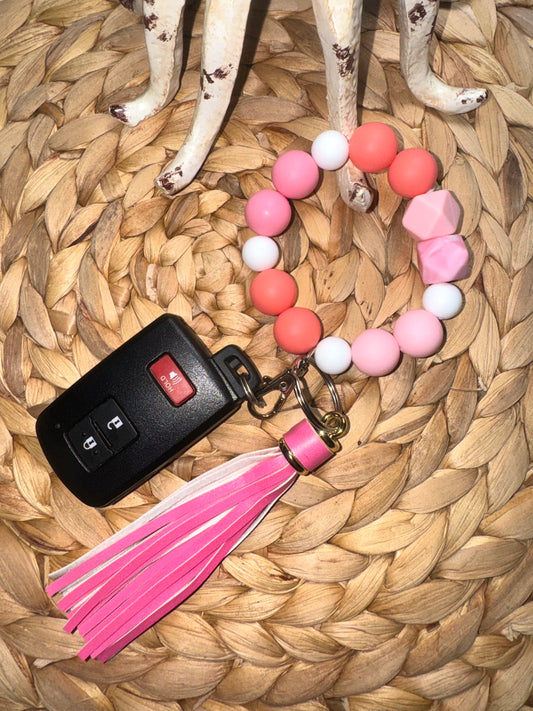 Pink Friday Tassel Bracelet Keychain