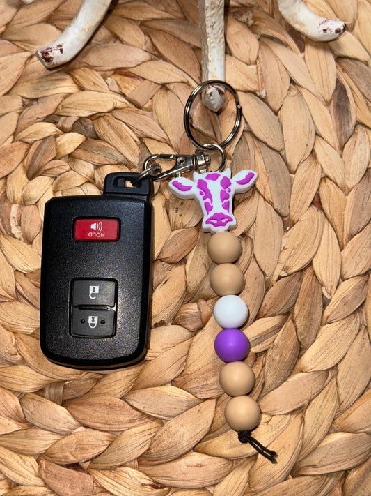 Purple Haze Cow Straight Tassel Keychain